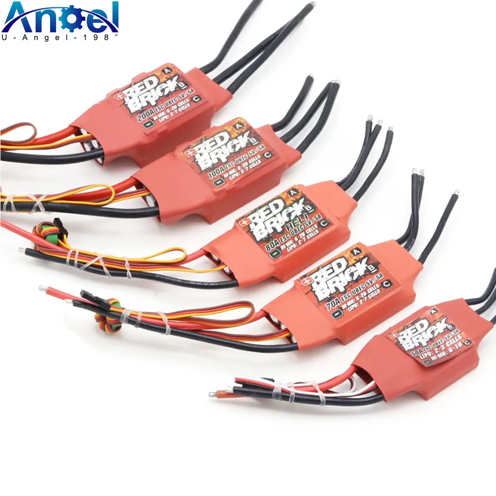 

Red Brick 50A 70A 80A 100A 125A 200A Brushless ESC Electronic Speed Controller 5V/3A 5V/5A BEC for FPV Multicopter