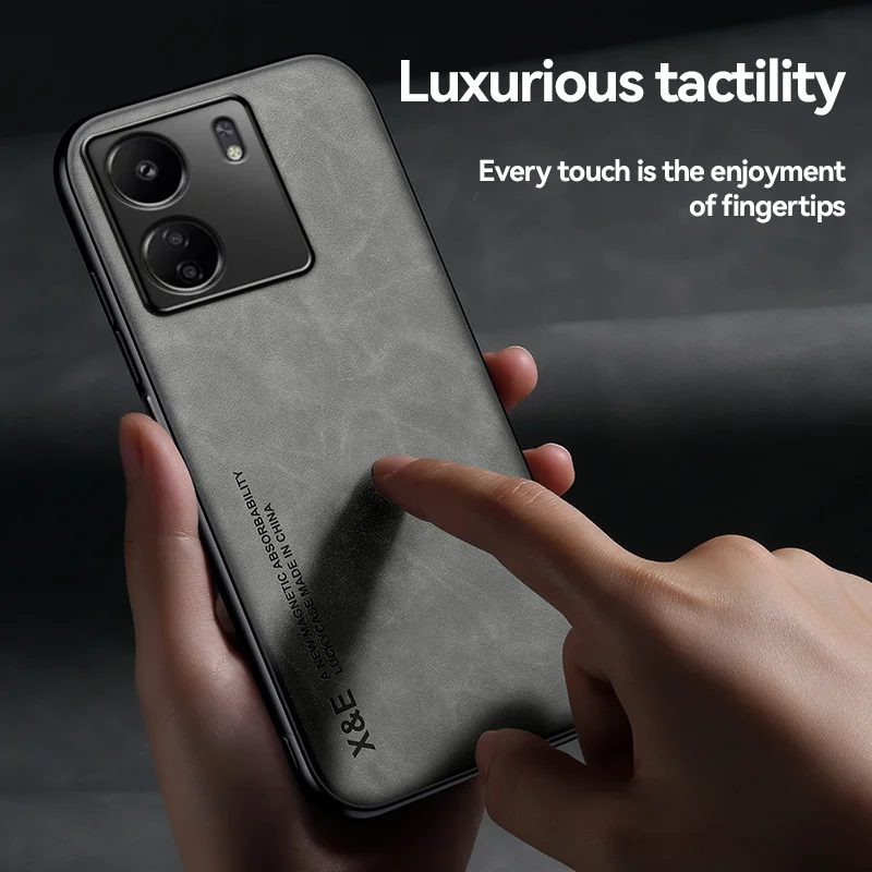 Leather Magnetic Car Holder Phone Case – Ultra-Slim Silicone Protective Cover for Xiaomi and Poco Phones