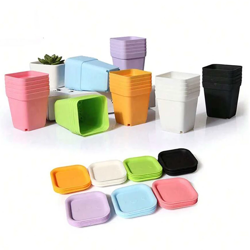 Flower Pot Set Plastic Color Breathable Mini Gardening Plant Tools Household Balcony Desktop Greenery Succulent Flowerpot TMZ