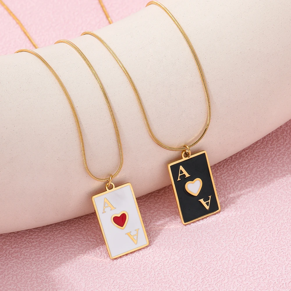 

Joolim Jewelry High End PVD Wholesale No Fade Fashion Simple Ace of Hearts Pendant Stainless Steel Necklace For Women