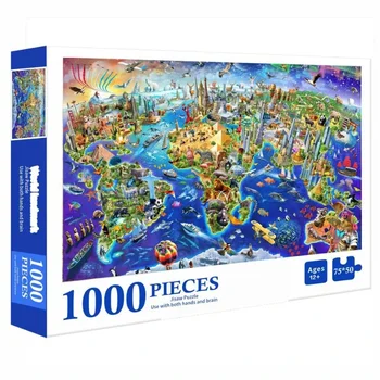 성인 1000 조각 직소 퍼즐, 세계 랜드마크, 아름다운 풍경 그림, 스트레스 감소 장난감, 크리스마스 선물, 75x50cm