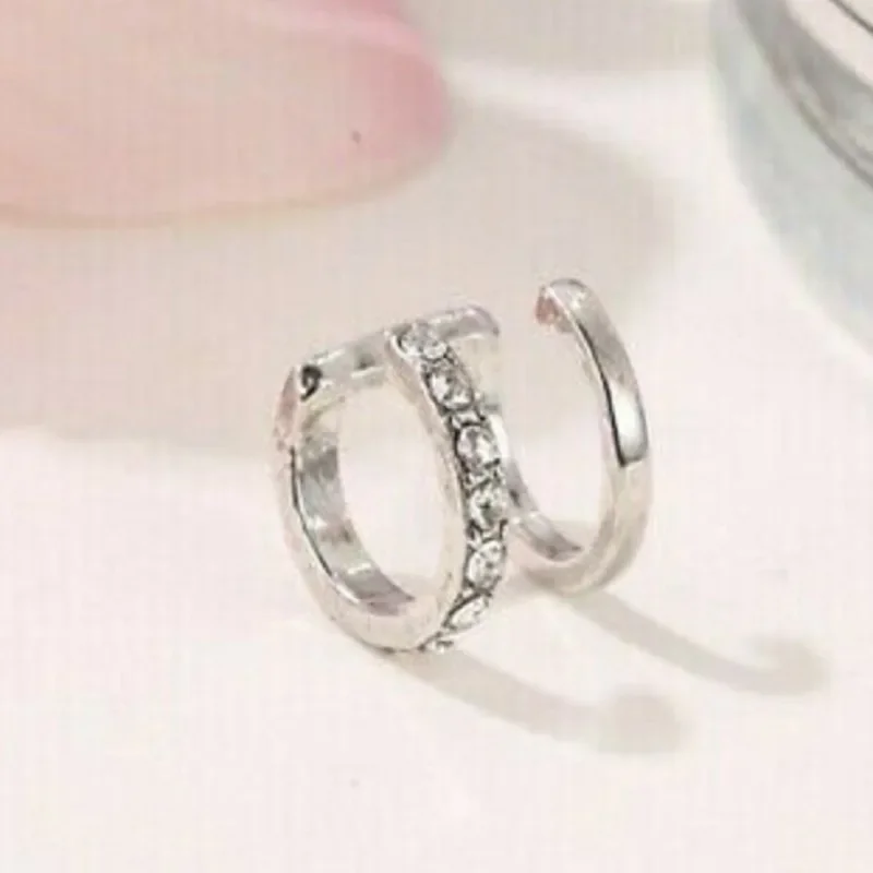 Rhinestone Decor Ear Cuff Earring for Woman Ear 2025 Summer Christmas Jewelry Gift ear clip earrings clip earrings ear clip ear accessories