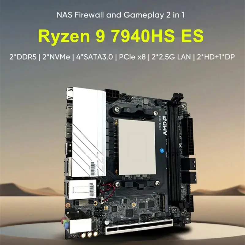 Kingnovy N17 AMD Motherboard NAS PC BOARD Ryzen 9 7940HS ES 7840HS ES Gamer ITX Mainboard 2xNVMe 4xSATA PCIEx8 2xDDR5 2x2.5G LAN 3