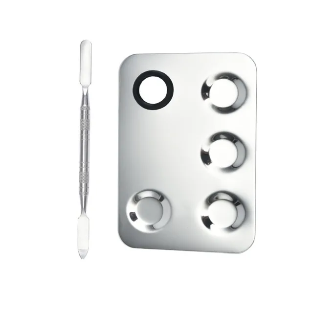 With Spatula Rod Makeup Color Palette Portable Stainless Steel Liquid Foundation Mixing Tray Durable Makeup Color Board