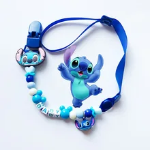  Disney Pacifier Clips Stitch Mickey Anime Figures Baby Teether Chain Silicone Anti-drop Anti-lost Personalized Holder Molar Toy 