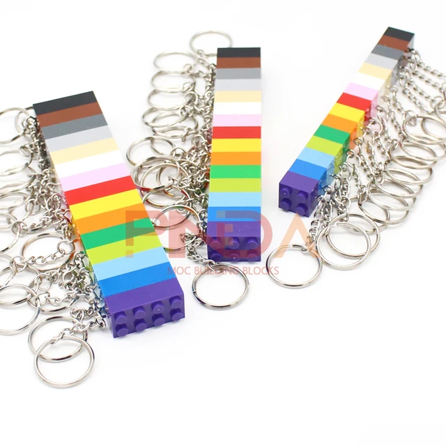 10Pcs MOC 2x4  Key Chain  Building Blocks Creative Gift  with MOC Brick Keychain Bricks Plate Compatible 2