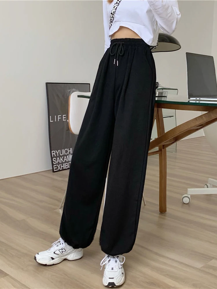 

Loose Women Sweatpants Spring Baggy Fashion Oversize Jogger Trousers Sports Black Grey Casual Female Elastic Waist Pants