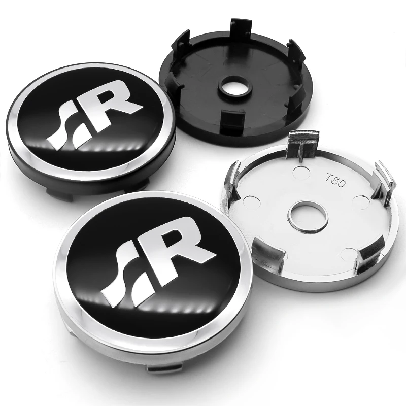 4Pc 56 + 60Mm Car Styling Wheel Center Hub Caps Emblema Badge Sticker Per Volkswagen Vw Passat Gol R Golf Tiguan Sr Gti Accessori