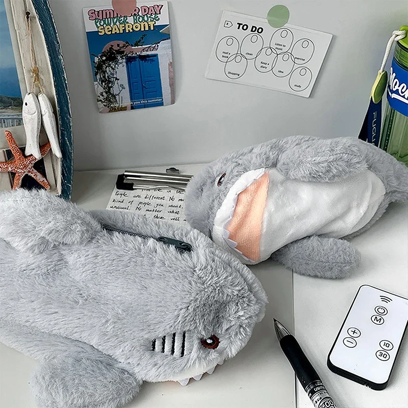 Cute Plush Shark Pencil Case Student Stationery School Supplies Kawaii Doll Back To School Storage Bag Pen Bag Stationery 1PC pencil cases