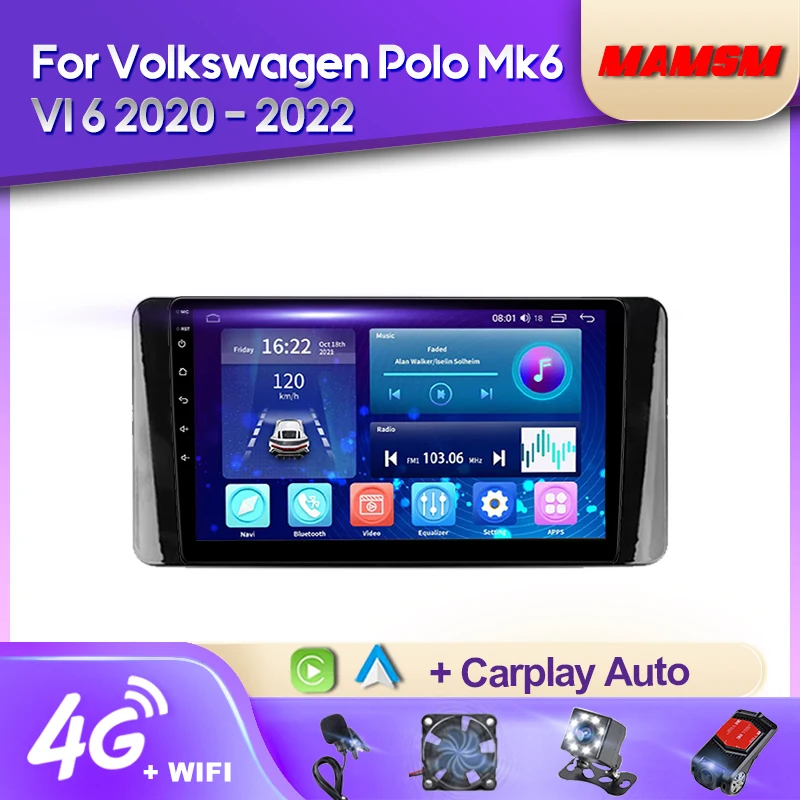 Mamsm-Autoradio Android 12 Pour Volkswagen Polo Mk6 2020-2022, Limitation Vidéo, Lecteur Bluetooth, Navigation Gps, 4G, Carplay Évité
