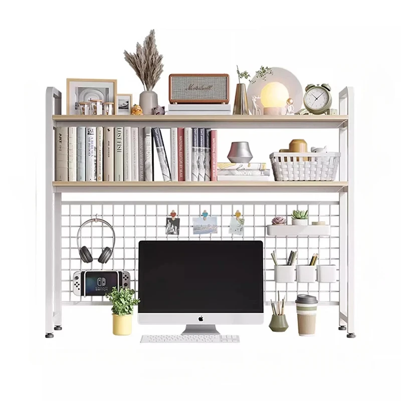 

Bookshelf Desk Storage Desktop Multilayer Wrought Iron Shelves Student Computer Desk Bookcases Home Furniture