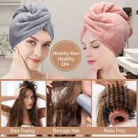 Serviette absorbante pour cheveux de couleur unie, 9,8 po x 25,5 po, bonnet texturé pour sécher les cheveux pour femmes à boutons 6