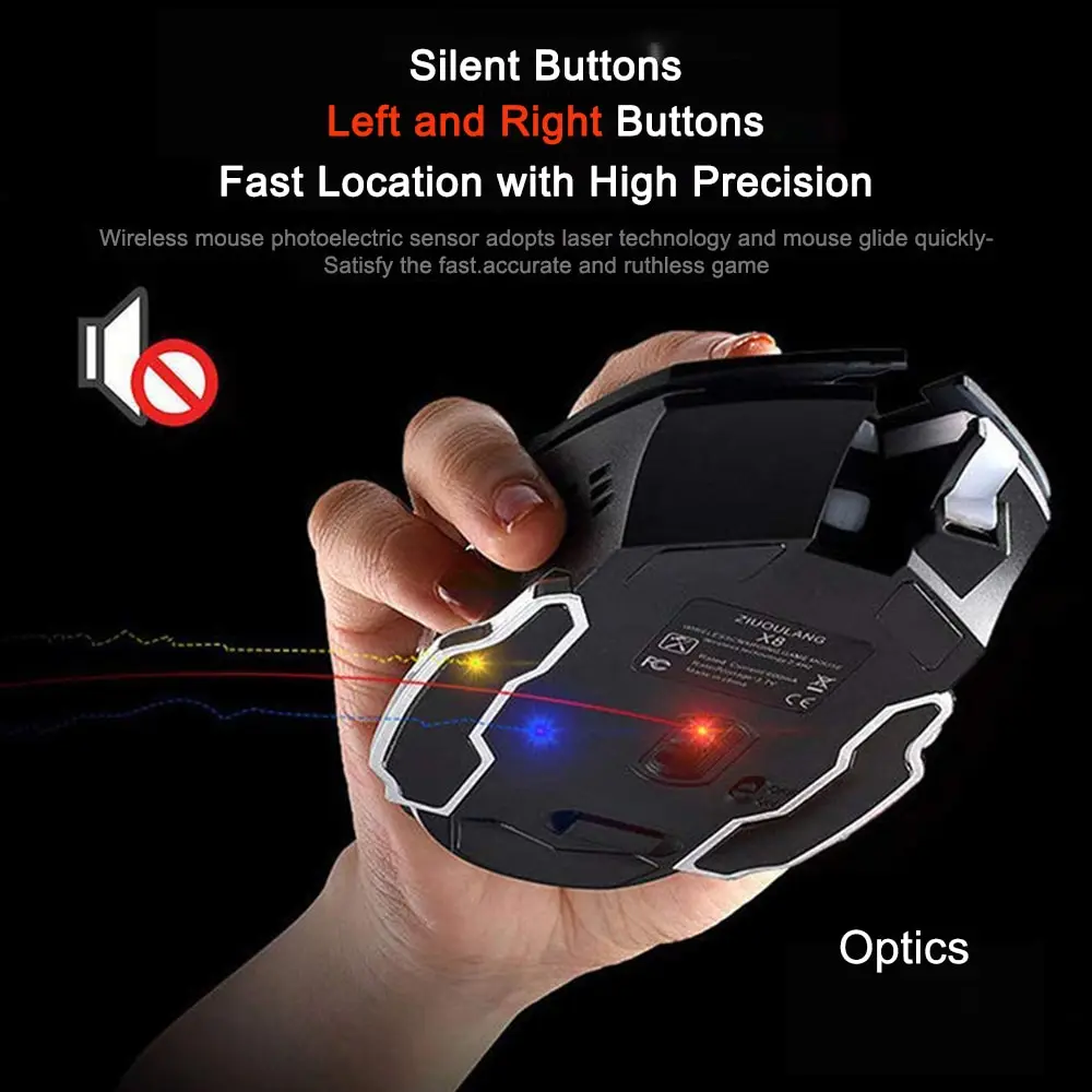 Gaming Mouse Wireless Rechargeable Optical Mice Silent Click DPI Adjustable Nano Receiver Ergonomic for PC Computer Windows Mac wireless mouse gaming mouse wireless gaming mouse ergonomic mouse wireless optical mouse