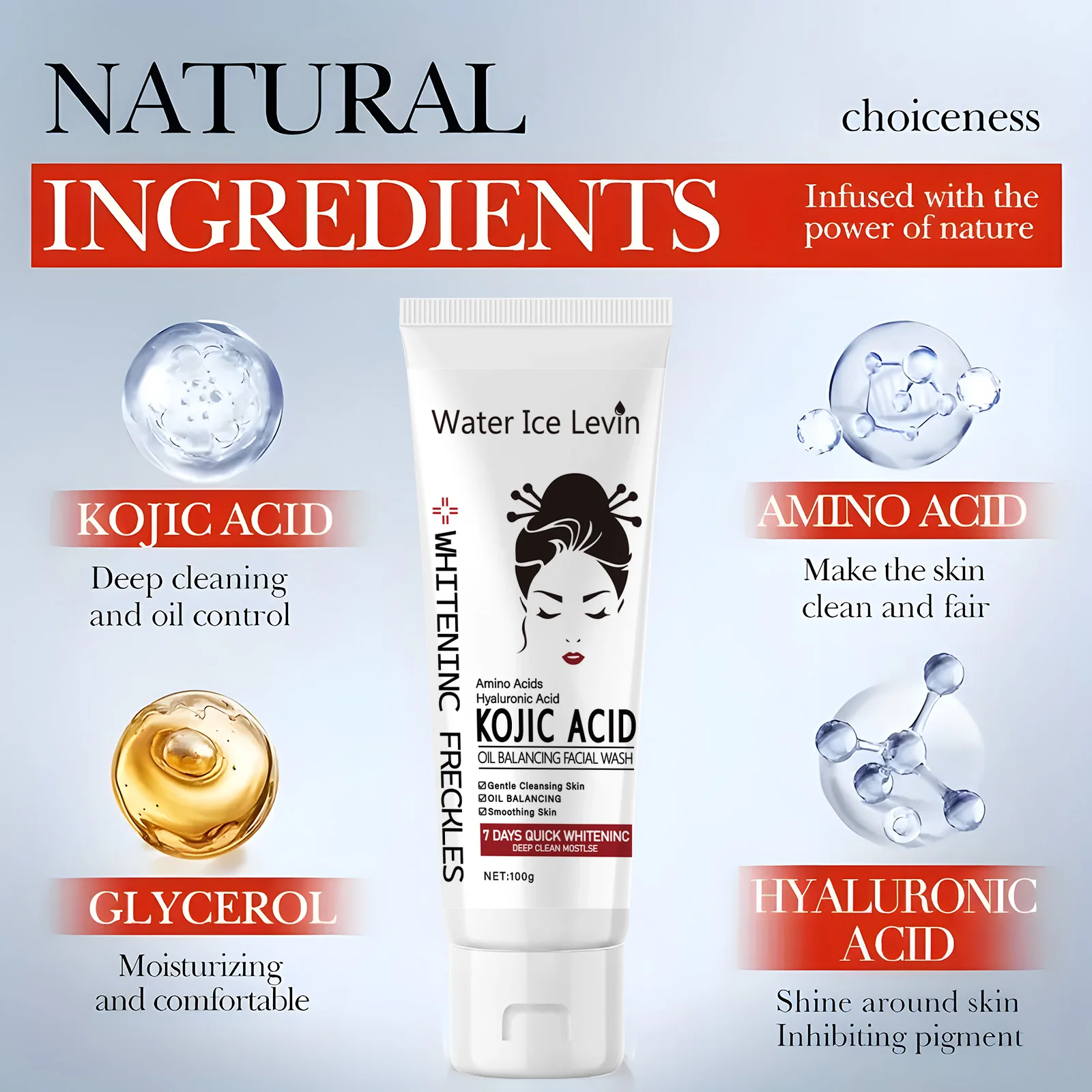 Kojic Acid Skin Care Facial Wash Mild Oil Control Deep Cleaning Moisturizing Cleansing and Nonirritating Face Cleanser Face Wash 3