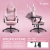 Dowinx Gaming Chair with Heated Massage Lumbar Support, Breathable Fabric Office Chair with Pocket Spring Cushion and Footrest, 6