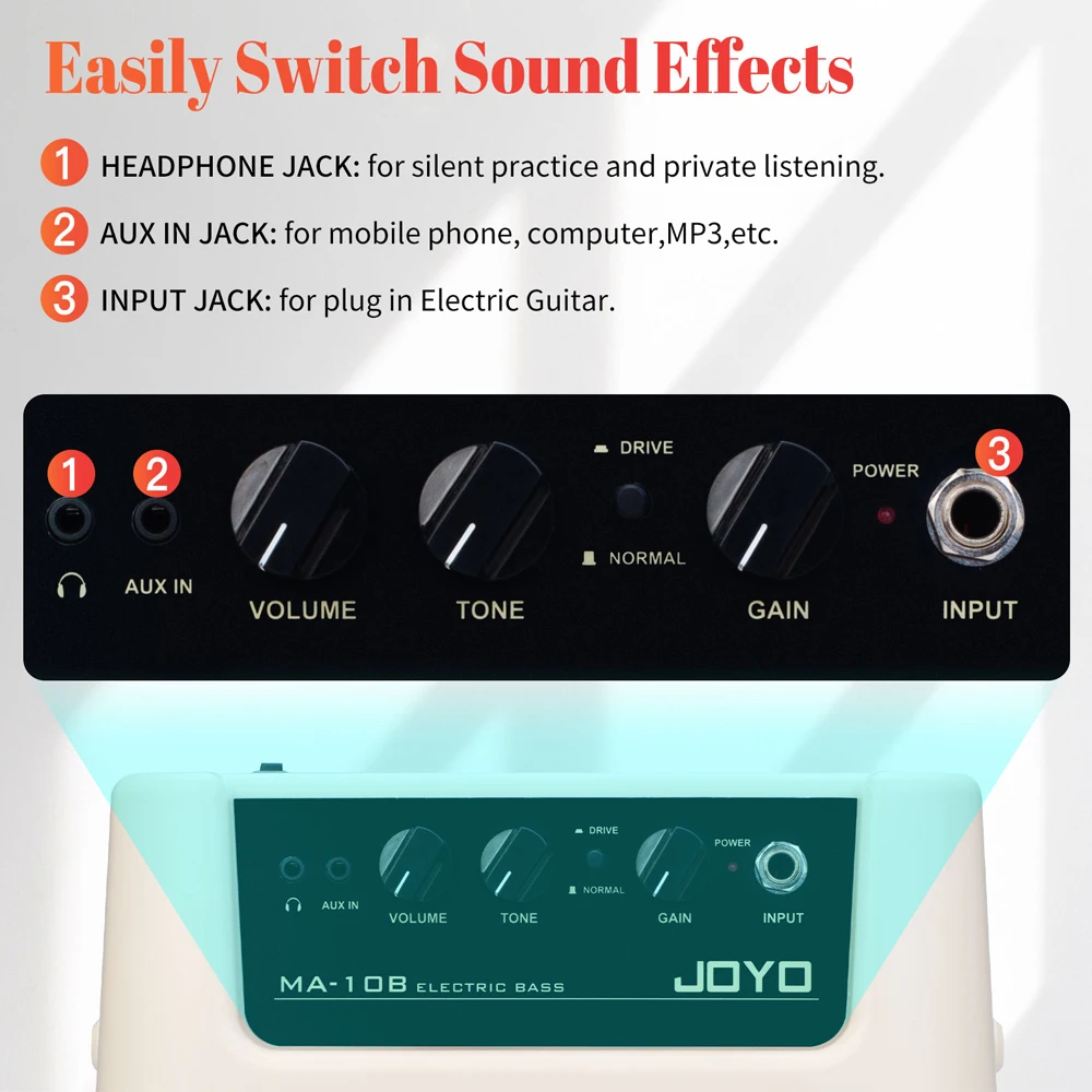 thumbnail image 2 of Rechargeable Guitar Amp 10 Watt Guitar Amp With Bluetooth - Portable Electric Guitar Amplifier For Practice & Performance Rechargeable Guitar Amplifier 2 of 12