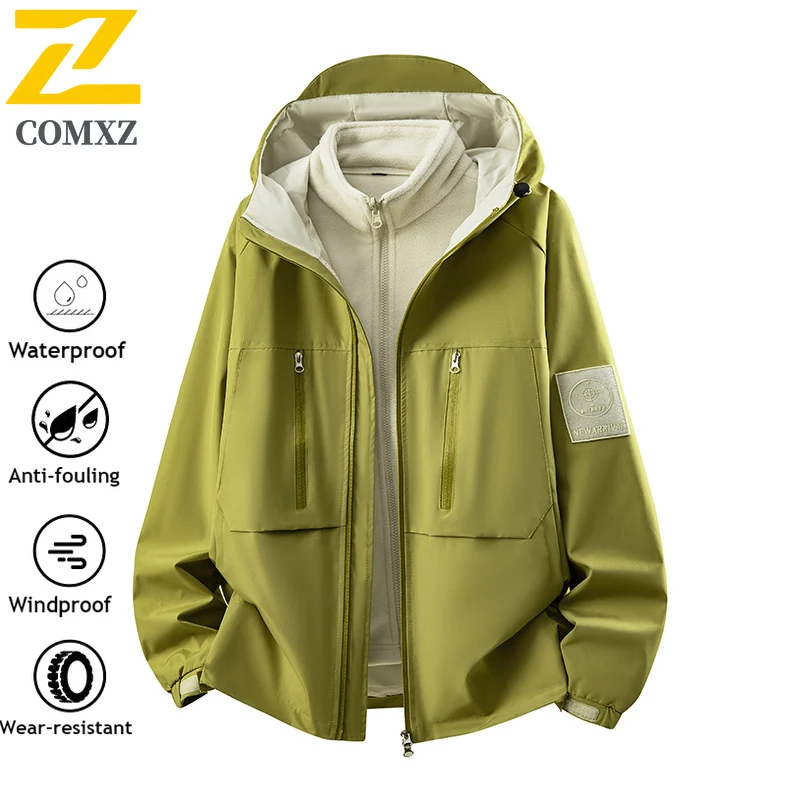 Men's Functional Jacket Multi-Pocket Hooded Mountaineering Waterproof Wear-Resistant Work Jacket Fashionable Men's Windbreaker