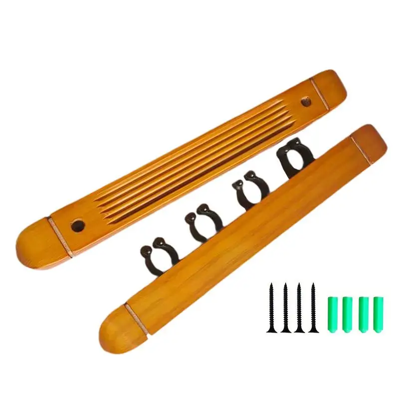 

Стеллаж для бильярдного кия, 4 зажима для кия, стеллаж для бильярдного кия из твердой древесины, стильный держатель для бассейна