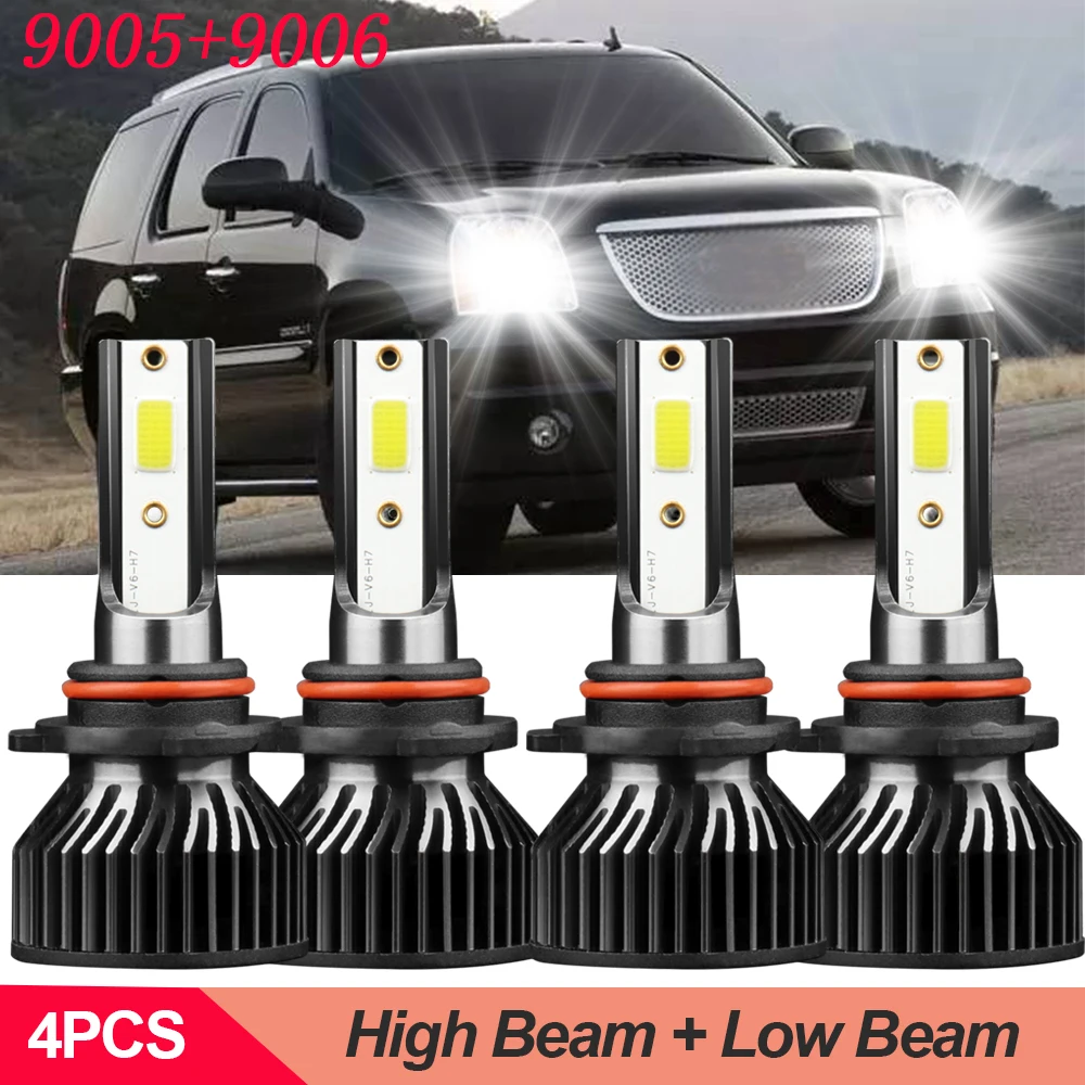 4x Led Headlight Bulbs Kit 9005 9006 High & Low Beam 6000k Conversion