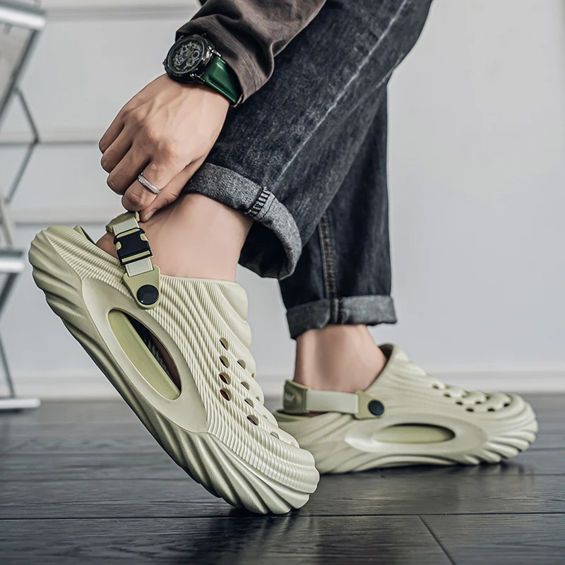 soft slippers,summer slippers,closed toe sandals Slippers for Men Driving Summer Dual-Purpose Operating Room Baotou Clogs Soft Sole Outer Wear Home Casual Coconut Sandals