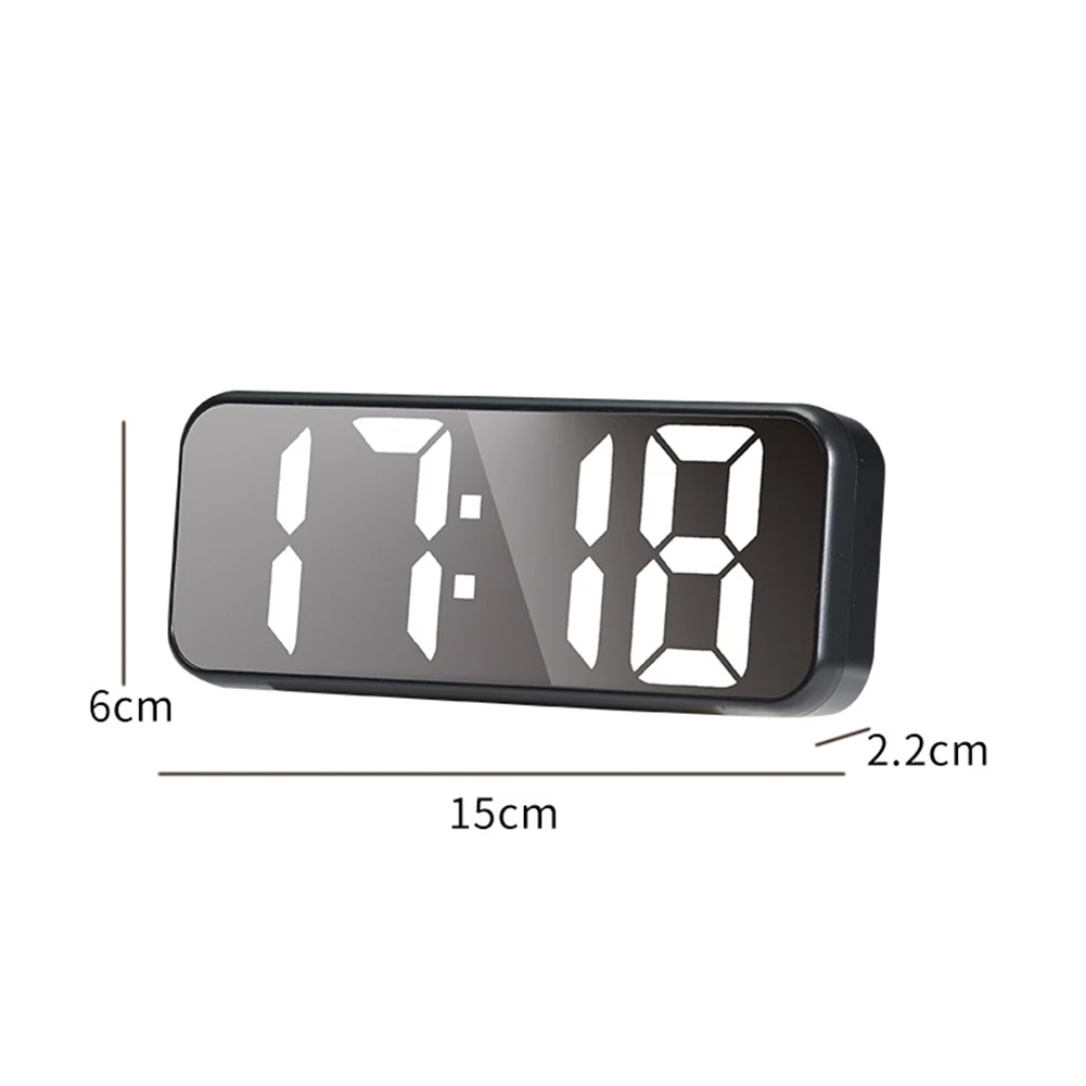LED Electronic Clocks with Snooze Function 12/24H Mirror Clocks Temperature Date Display Table Mirror Clocks Desktop Decorations 6