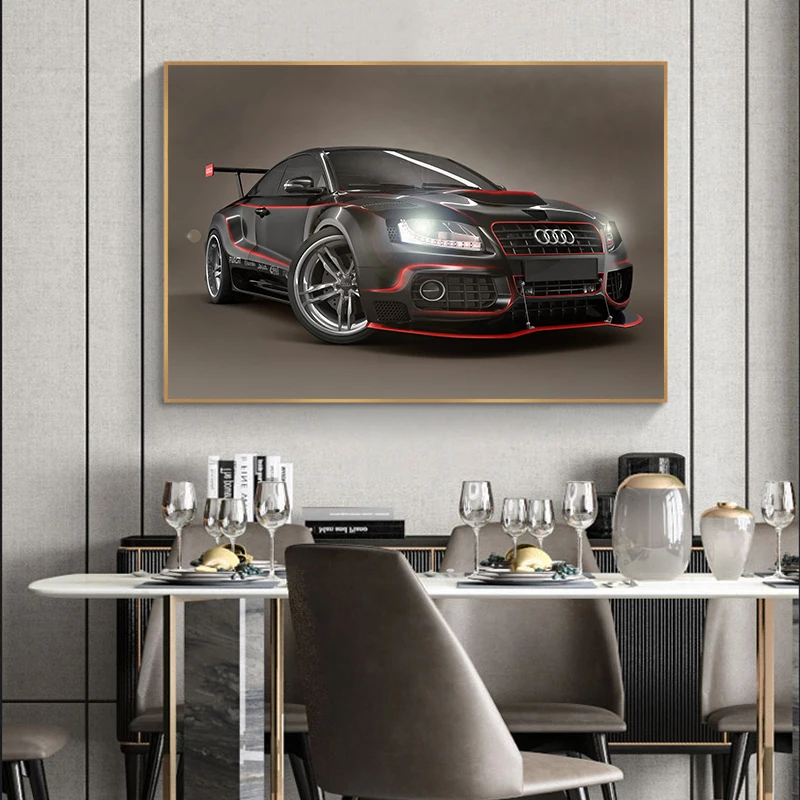 아우디 A6 아우디 R8 슈퍼카 멋진 럭셔리 스포츠카 포스터 및 인쇄 캔버스 회화 벽 예술 사진 거실 홈 장식