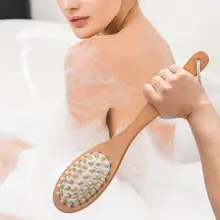 

Shower Tool Natural Easy Storage Wood Double-sided Massage Bath Brush for Bathroom