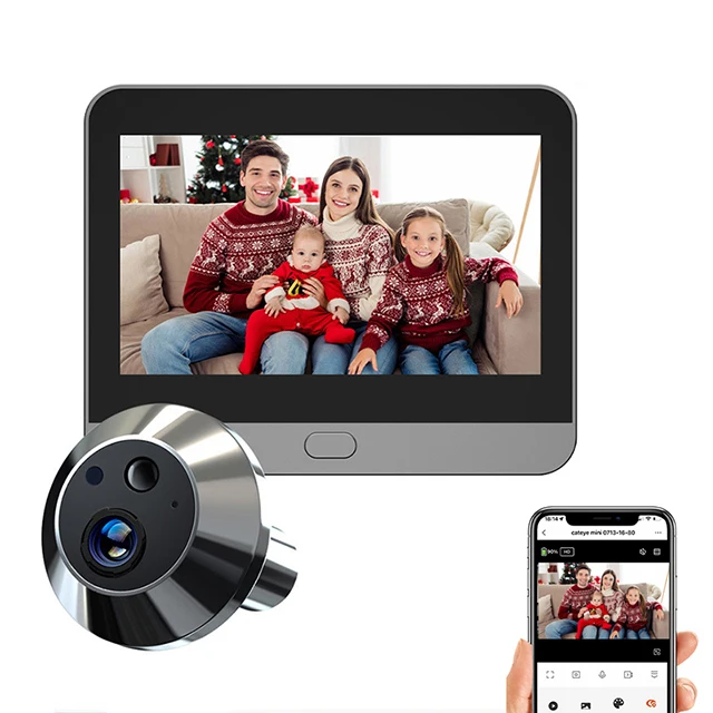 Spioncino Digitale WiFi Con Monitor 4,3 Pollici - Visione Notturna | Rilevamento Movimento