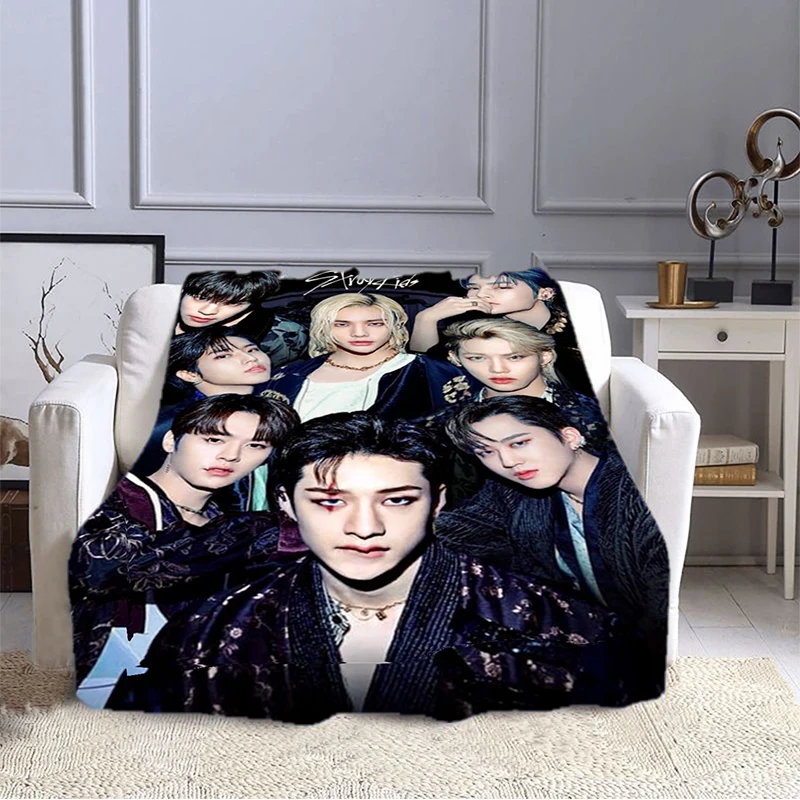 

Stray Kids Kpop Singer printed soft plush blanket, flannel blanket suitable for living room, bedroom, bed, sofa, picnic blanket