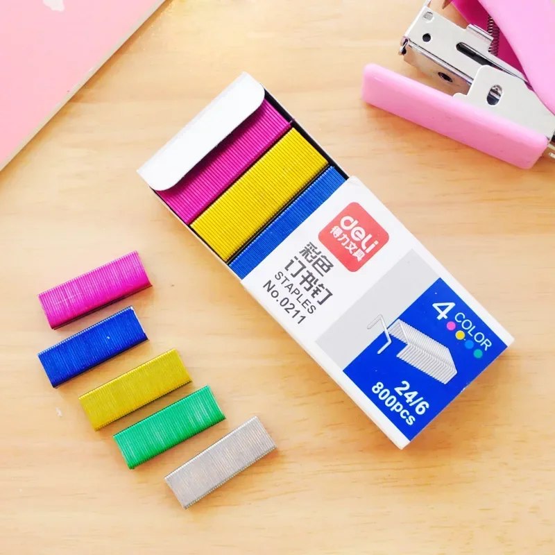 Colorful Stapler Book Staples Stitching Needle 1.2 cm Book Staples 800Pcs/box Office Stationery Supplies stapler pin