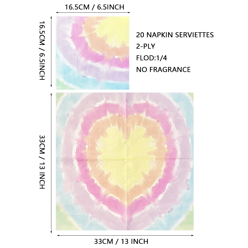 20pcs/pac Colorful Peach Heart Paper Napkins Birthday Wedding Party Table Setting Paper Cafe Mouth Cloth Serviette Papier