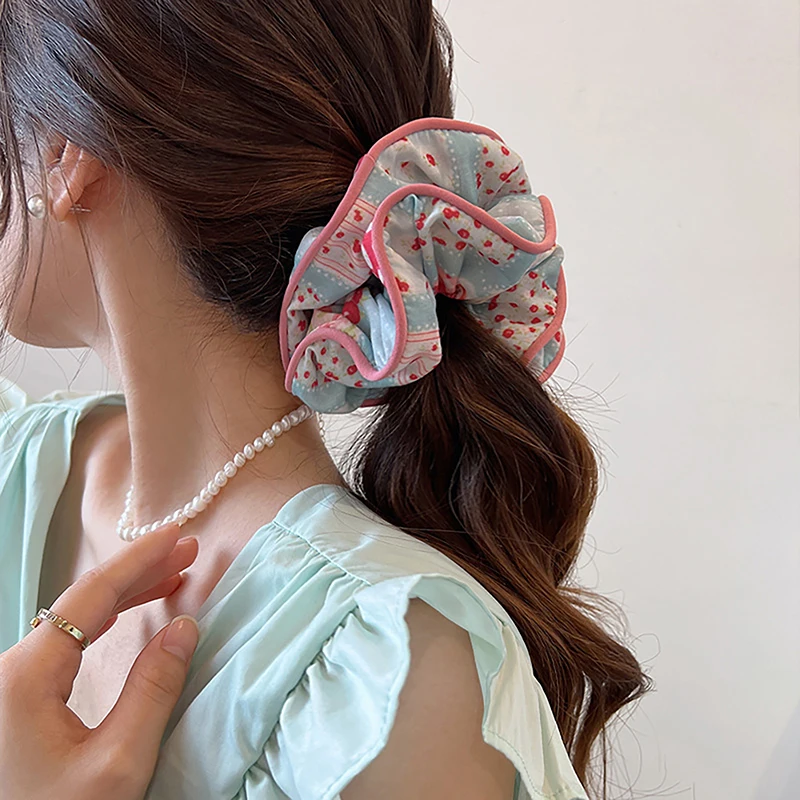 Flower Hair Scrunchies Ponytail Holder Rubber Bands Hair Ties Sweet Floral Printing Girls Hair Accessories Elastic Hair Bands 3d printing materials tpu 95a 1 75mm 3d printer filament kexcelled elastic flexible rubber 1kg 2 2lbs consumables