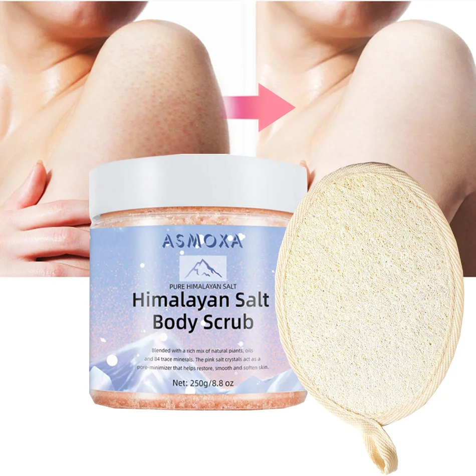 

Himalayan Salt Body Scrub Bath Exfoliating Skin Whitening Brightening Shower Bodyscrub Body Care 250g And Bathing tools