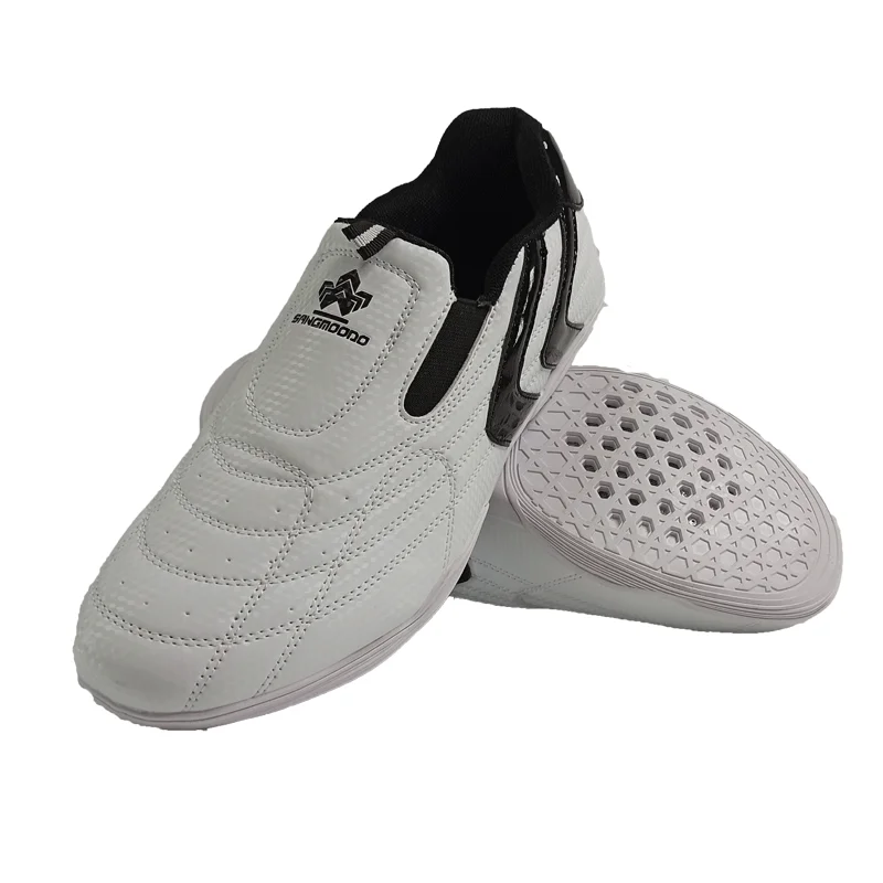 NEW hight quality taekwondo shoes PU material black-white breathable martial arts shoes size 26-47