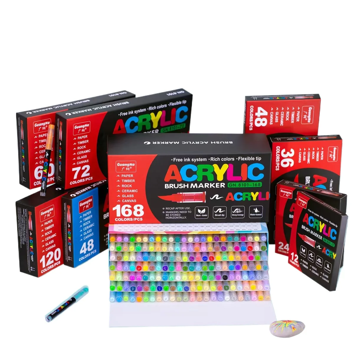 画材5点 MARKERY AKRYLOWE GUANGNA 168 SZT DO MALOWANIA KAMIENI