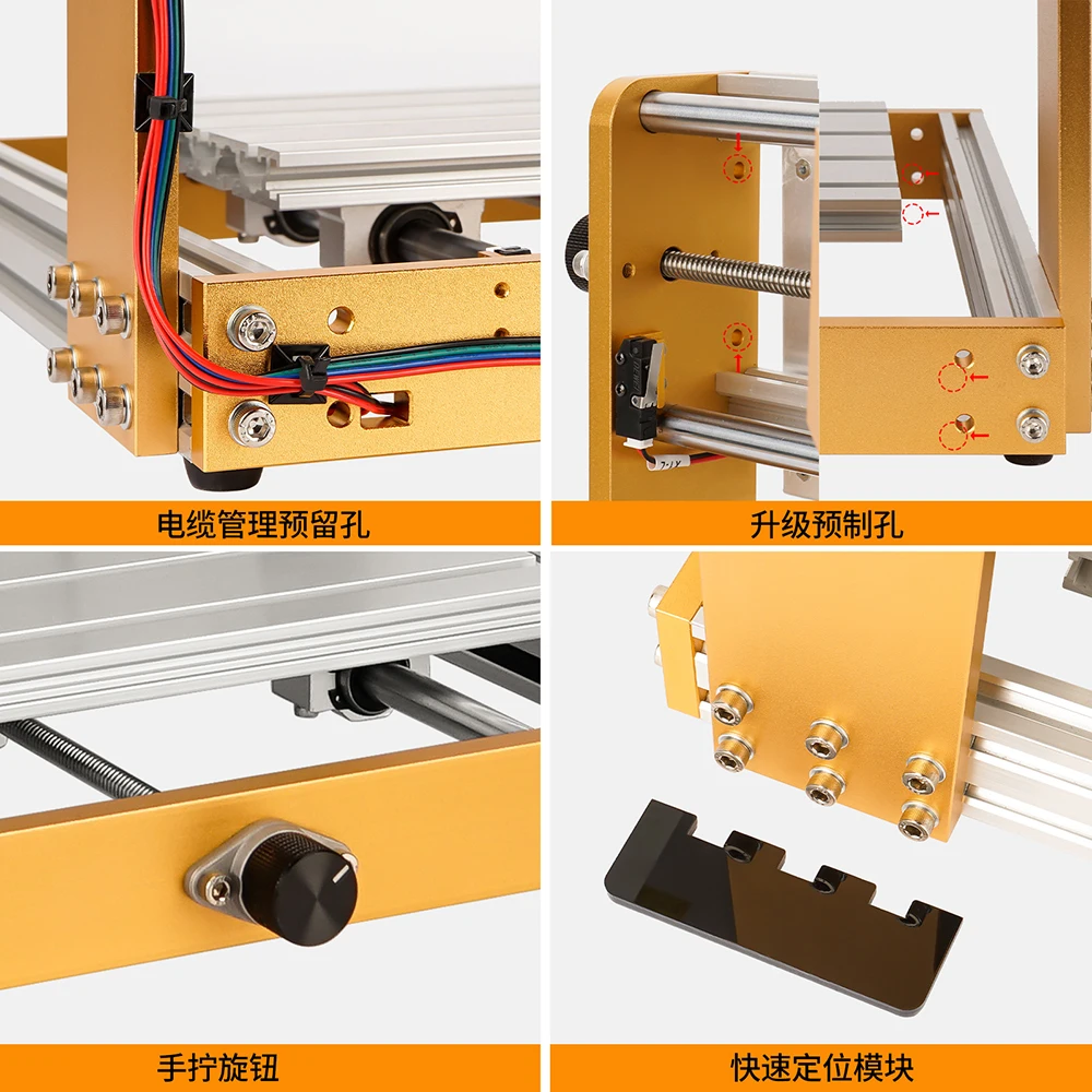 Aluminum CNC 3018 Plus2.0 Frame Kit CNC 3018 Wood Router NEMA17 Stepper Motor Offline PCB Milling Engraving Machine 500W Spindle