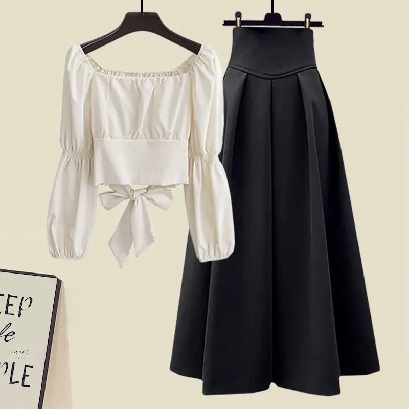 Large Women's Autumn Set Women's 2023 New Style Wear Korean Top Women's Slim Half Skirt Two Piece Set Winter Clothes Womenskirts