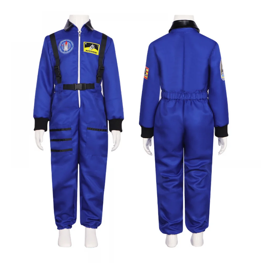

Halloween Astronaut Cosplay Costume Jumpsuit Boys Girls Children Adult Pilot Flight Clothing Suit Up Party Role Play Outfit