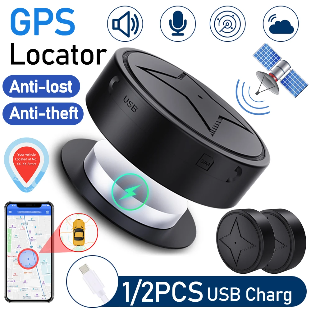1/2pcs GPS Locator Pets Tracking Device Dog Cat Anti-lost GSM GPS Wireless Locator Strong Magnetic Positioner for Old Men Kids smart tracker animal tracking collar