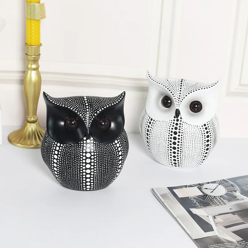 

Nordic creative decoration soft home accessories decorations polka-dot owl resin crafts animal ornaments