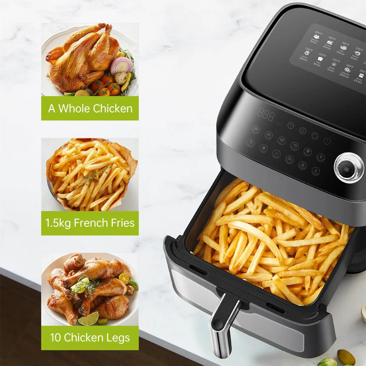 Visible No Oil Air Fryers Digital Oven Machine Oil Free Chips Electric Hot Air Deep Fryers Without