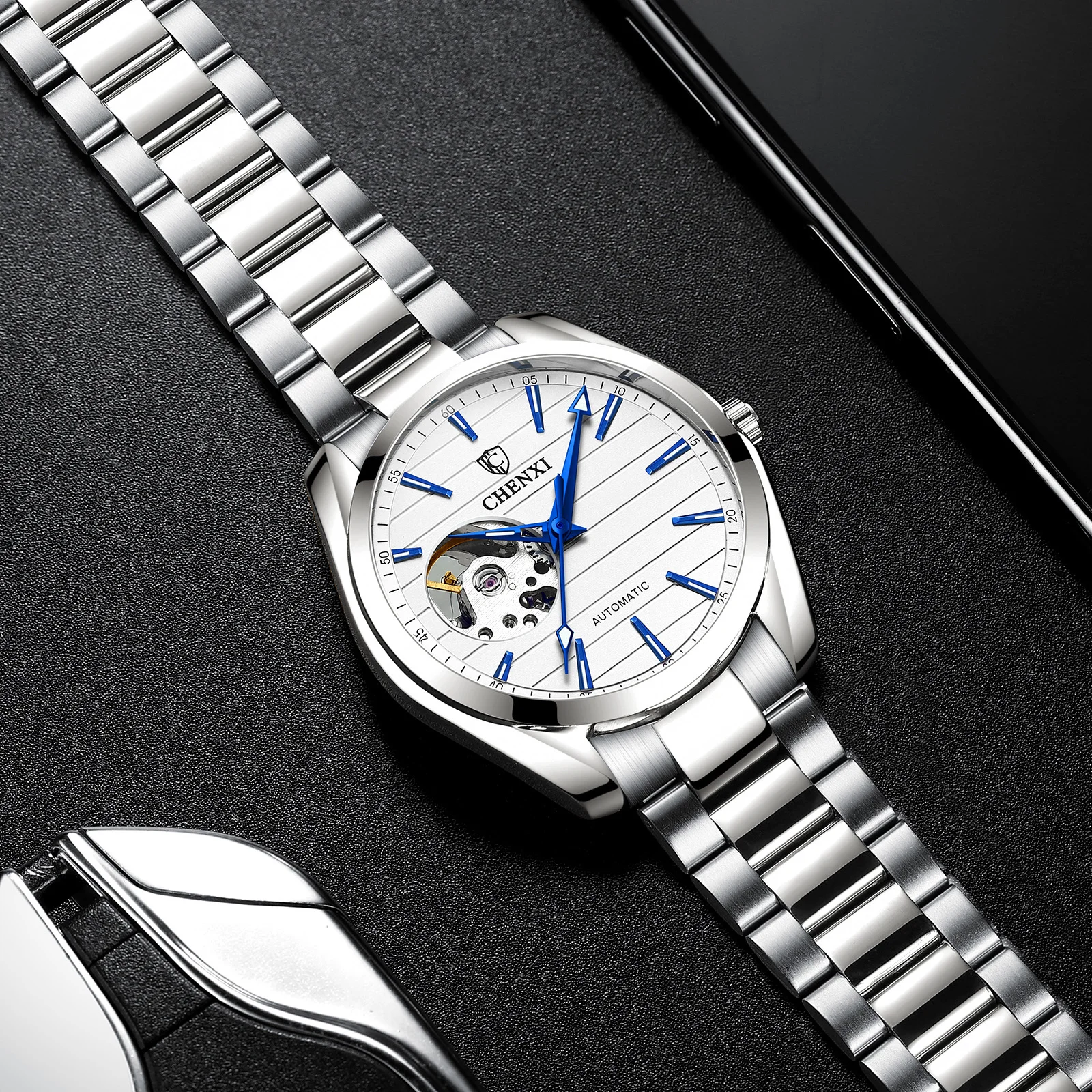 Luxury Fashion Mechanical Automatic Wristwatches For Men High Quality Stainless Steel Waterproof Luminous Mens Watch - 4