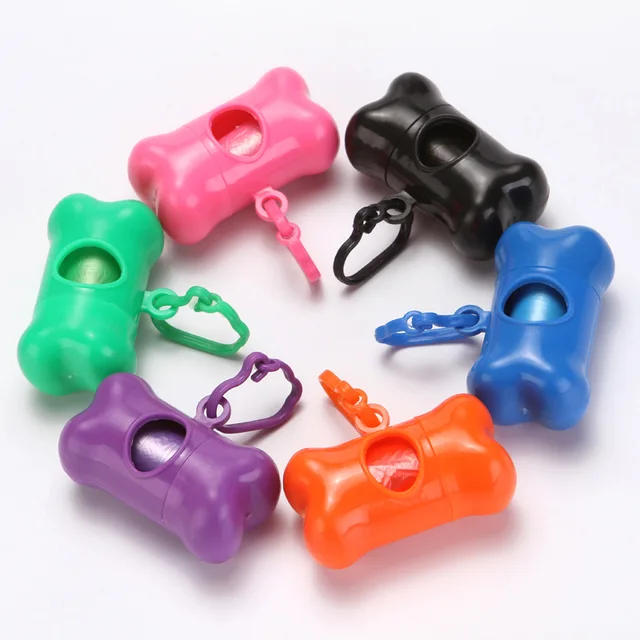 Portable Bone Shaped Dog Waste Bag Holder With  Disposable Pet Garbage Bags For Outdoor Walking Supply 5
