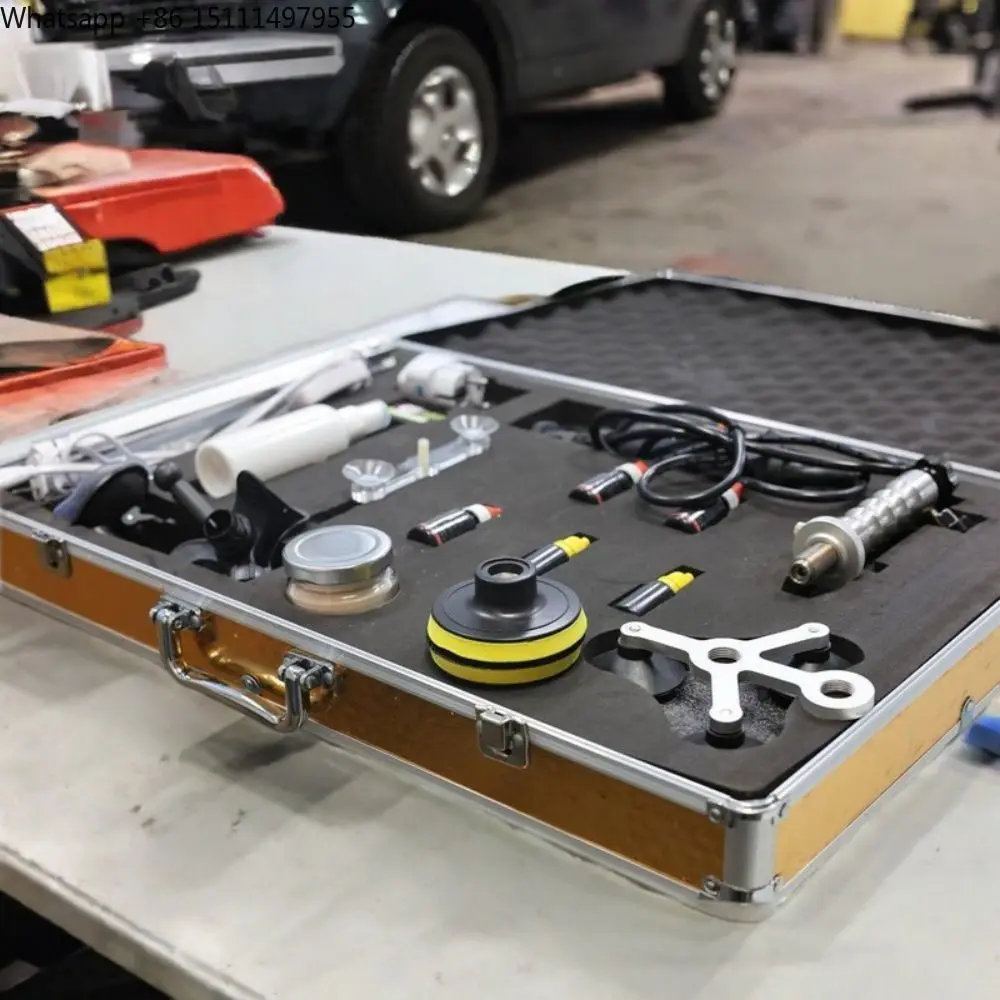 자동차 앞 유리 수리 키트, 자동차 유리 균열 수리 전문가용 액세서리 도구 상자, 스테인리스 스틸 진공 펌프