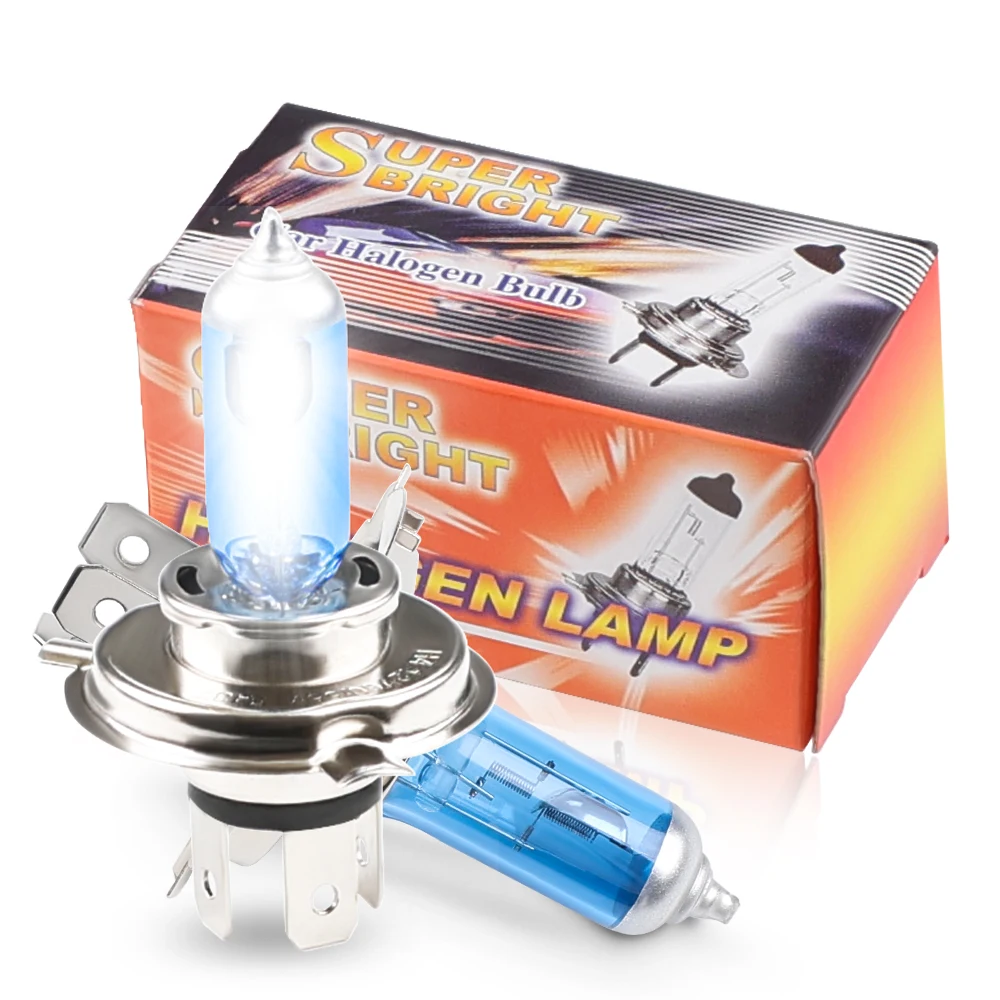 Car Halogen Headlight Bulb 10pcs H4 60/55W 100W 12V Super Xenon White