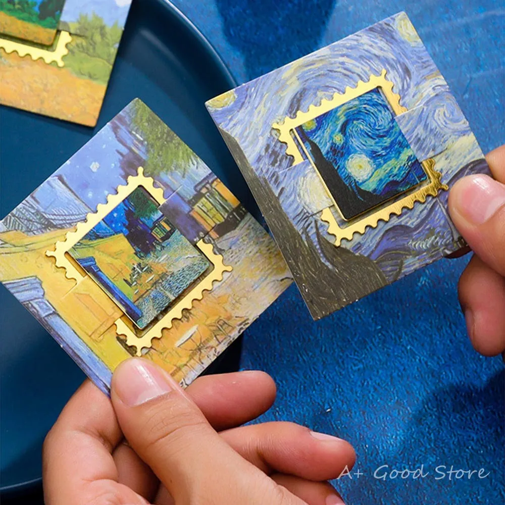 

Oil Painting Stamps Bookmarkers For Books Metal Aesthetic Book Marker Book Clip Page Holder Graduation Gifts Students Stationery