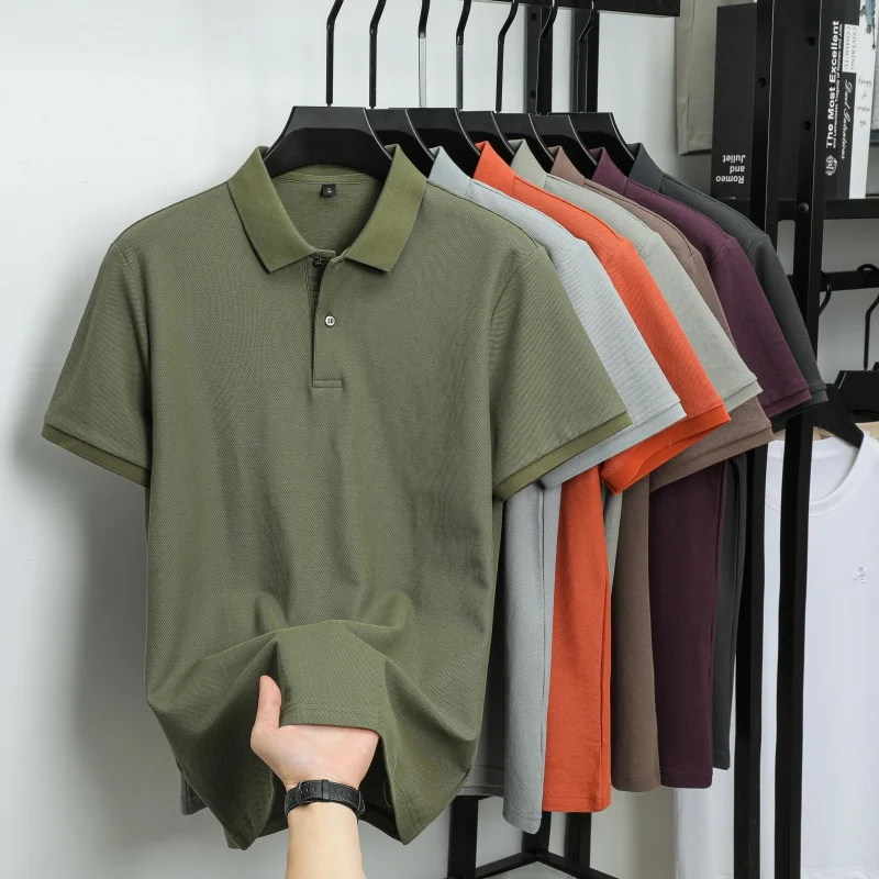 100% pure cotton luxury brand men's short sleeved polo shirt summer fashion stripe classic golf top casual silk business T-shirt 132 S3610679242454441a1e9f4883c0fb4d0v