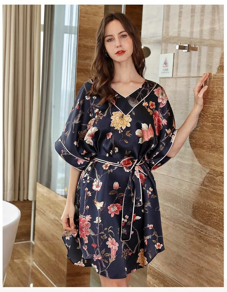 

Pure Silk Large Sexy Night Dress Sleepwear Female Nightgown Women Sleep Dresses Plus Size 100% Silk Women's Pajamas Home Clothes