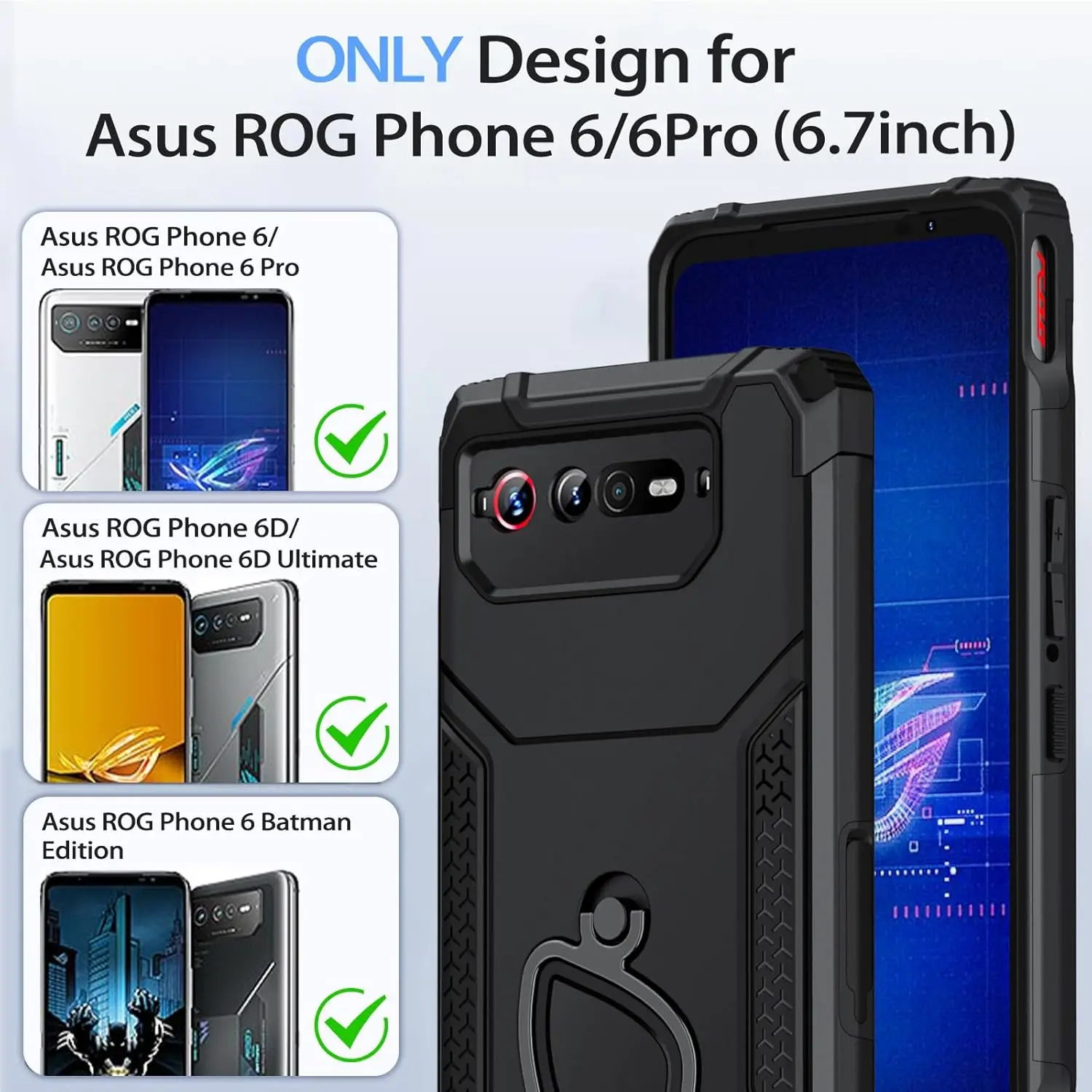 Shockproof Military-Grade Gaming Phone Case with Hard PC Back & Soft TPU Bumper