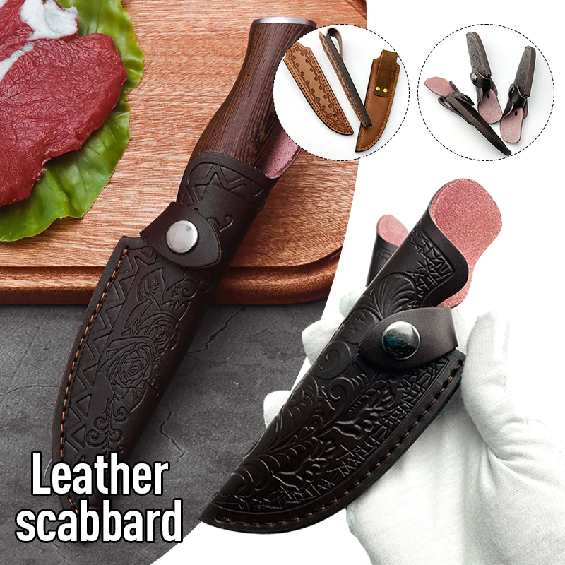 

Cowhide Knife Sheath Outdoor Climbing Hunt Small Straight Knife Case Belt Loop Holster Carry Sheath PU Leather Scabbard